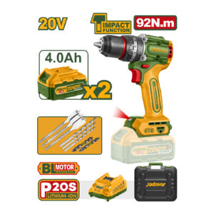 Taladro perc. 20V 1/2"" s/carb.+ 2bat 4Ah 92Nm JDCDP92