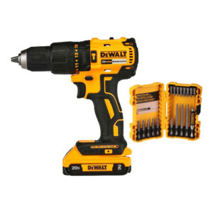 DeWalt Taladro percutor 20V 1/2" s/carbon DCD7781D2+Set puntas
